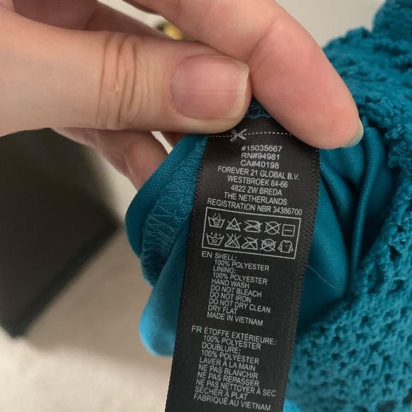 Teal Blue Crochet Sleeveless Mini Dress from Forever 21 Size Medium - Picture 7 of 7